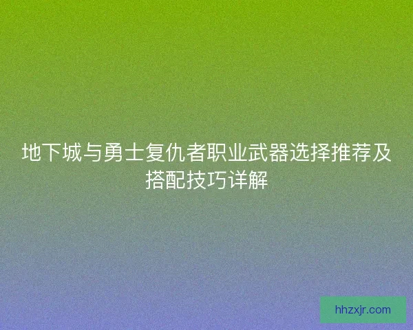 地下城与勇士复仇者职业武器选择推荐及搭配技巧详解