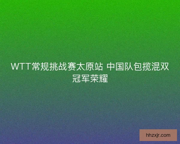 WTT常规挑战赛太原站 中国队包揽混双冠军荣耀