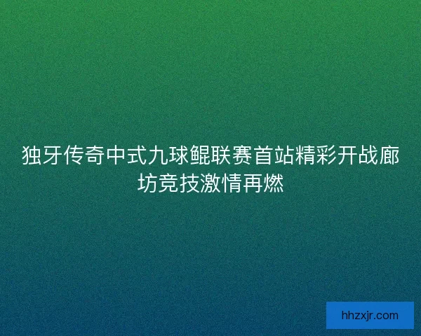 独牙传奇中式九球鲲联赛首站精彩开战廊坊竞技激情再燃